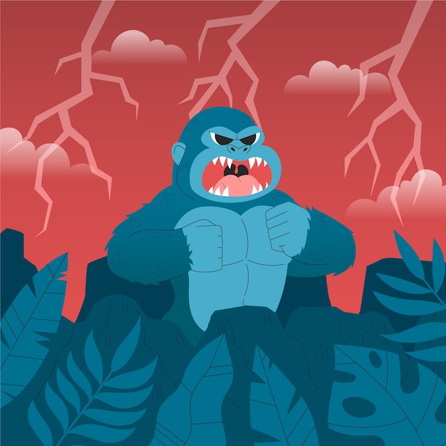 Free Vector hand drawn giant gorilla illustration