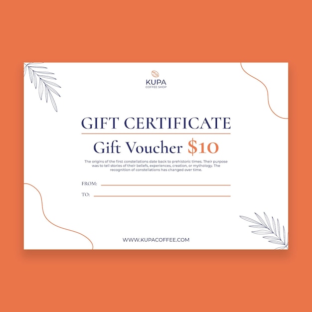 Hand drawn gift certificate design template