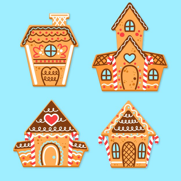 Hand drawn gingerbread house collection