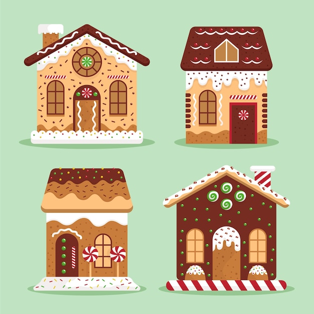 Hand drawn gingerbread house collection