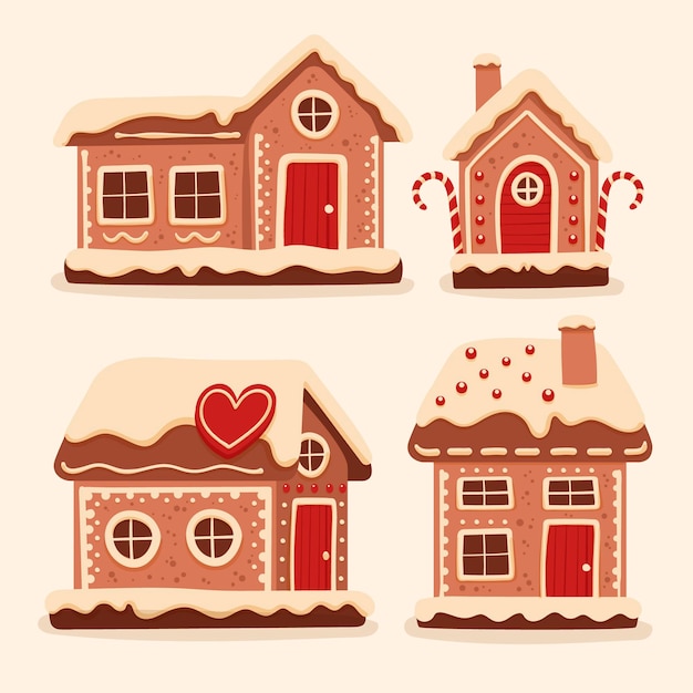 Hand drawn gingerbread house collection