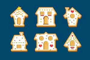 Free vector hand drawn gingerbread house collection