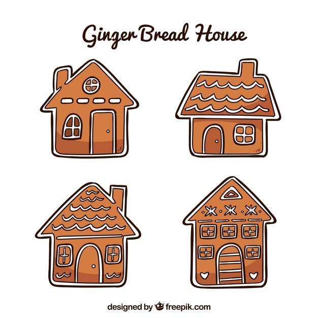 Hand drawn gingerbread houses