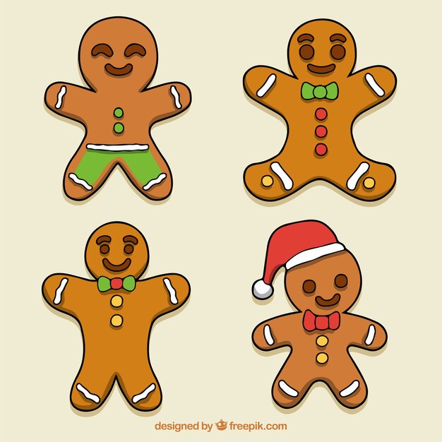 Hand drawn gingerbread man cookie collection