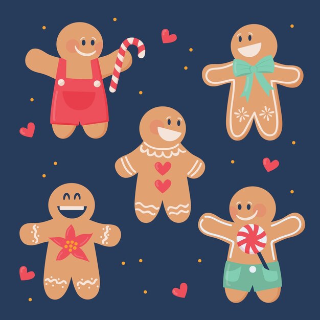 Free Vector hand drawn gingerbread man cookie collection