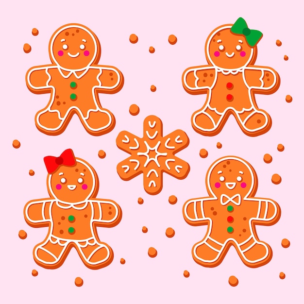 Hand drawn gingerbread man cookie pack