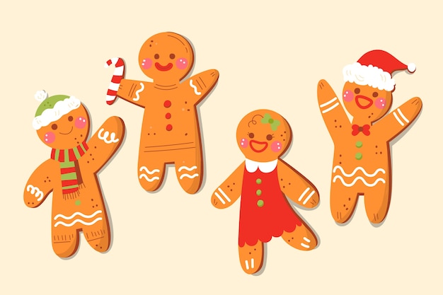 Hand drawn gingerbread man cookie pack