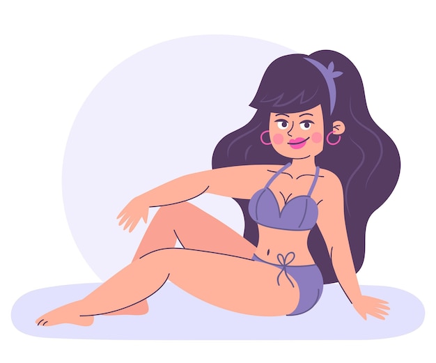 Free Vector hand drawn girl in bikini illustration