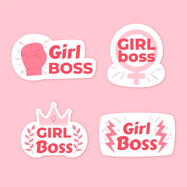 Hand drawn girl boss badges