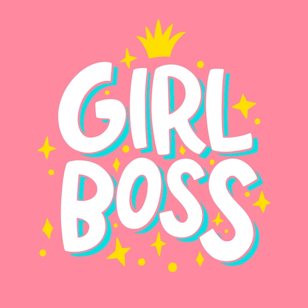 Free Vector hand drawn girl boss lettering