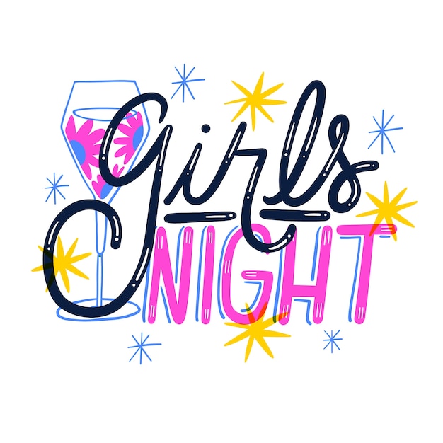 Hand drawn girls night lettering