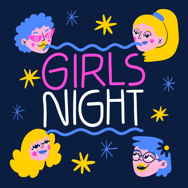 Hand drawn girls night lettering