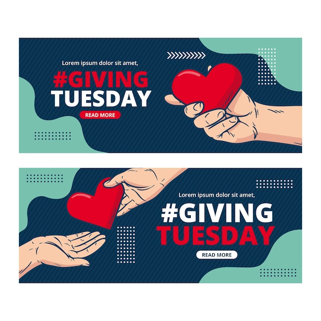 Free vector hand drawn giving tuesday banners set