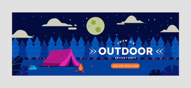 Free Vector hand drawn glamping facebook cover