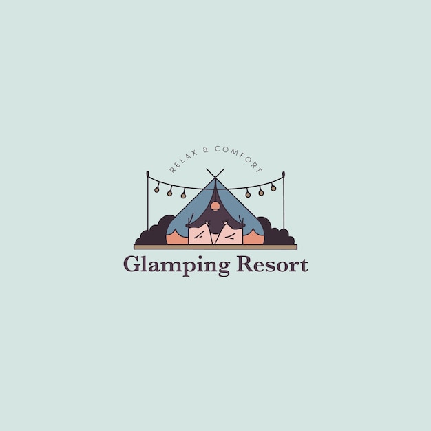 Hand drawn glamping logo template