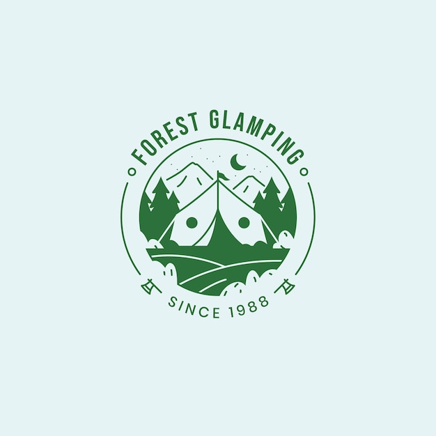 Hand drawn glamping logo