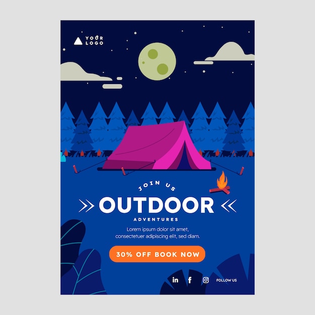 Hand drawn glamping poster template