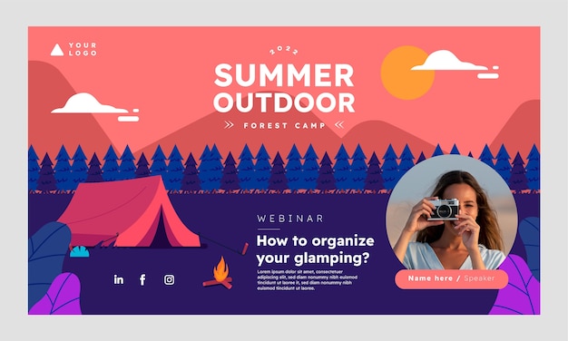 Hand drawn glamping webinar template