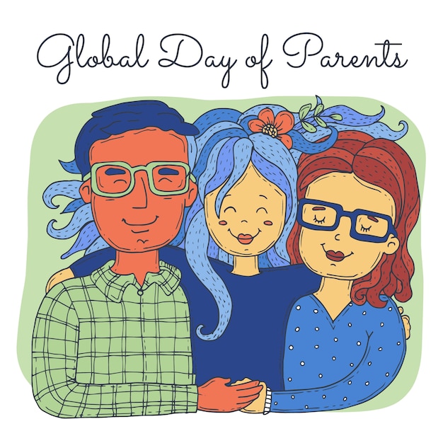 Hand drawn global day of parents illustration