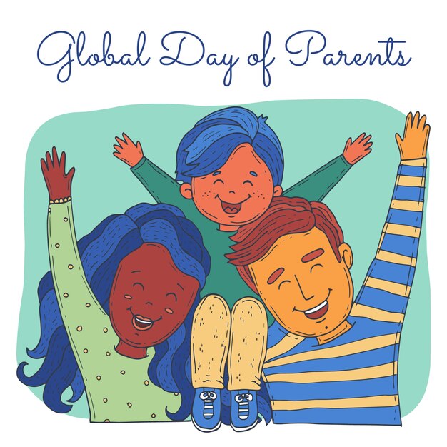 Hand drawn global day of parents illustration