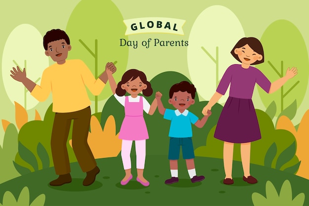 Free Vector hand drawn global day of parents illustration