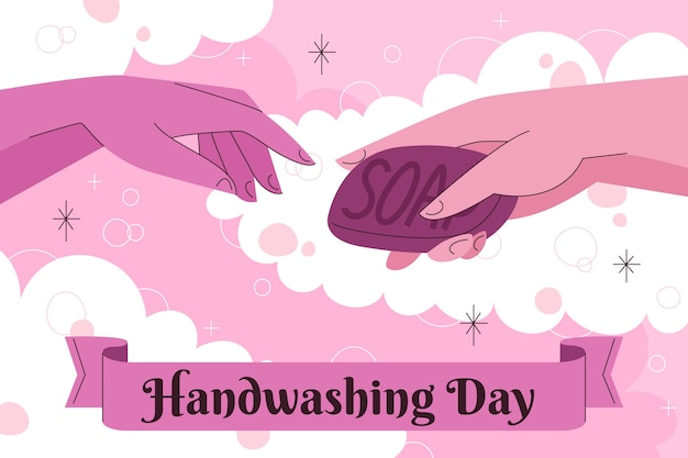 Hand drawn global handwashing day background