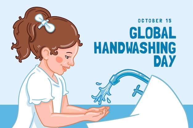 Hand drawn global handwashing day background