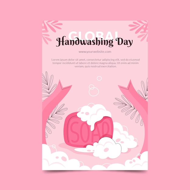 Hand drawn global handwashing day vertical flyer template