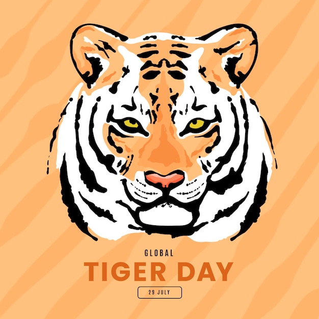 Free Vector hand drawn global tiger day illustration