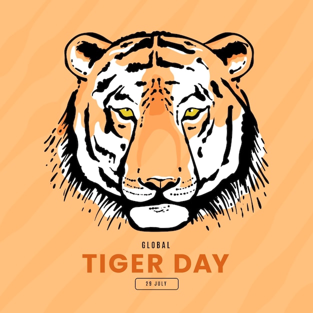 Free Vector hand drawn global tiger day illustration