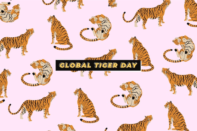 Hand drawn global tiger day illustration