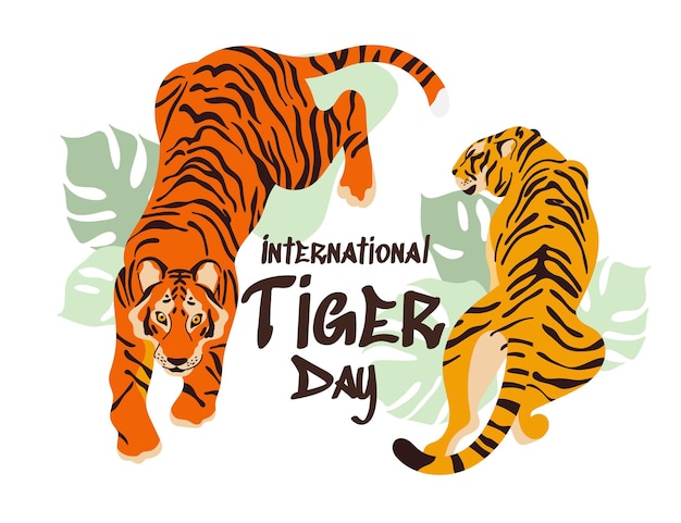 Hand drawn global tiger day illustration