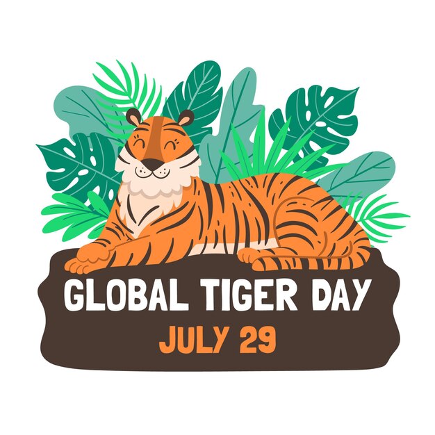 Hand drawn global tiger day illustration