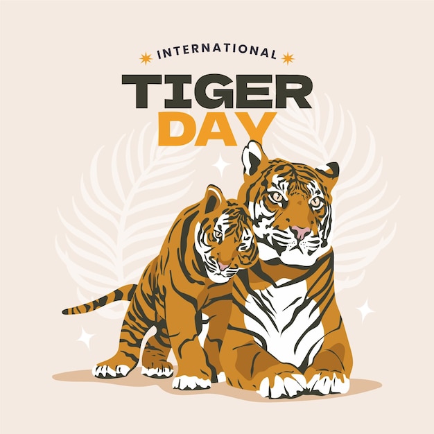 Free Vector hand drawn global tiger day illustration