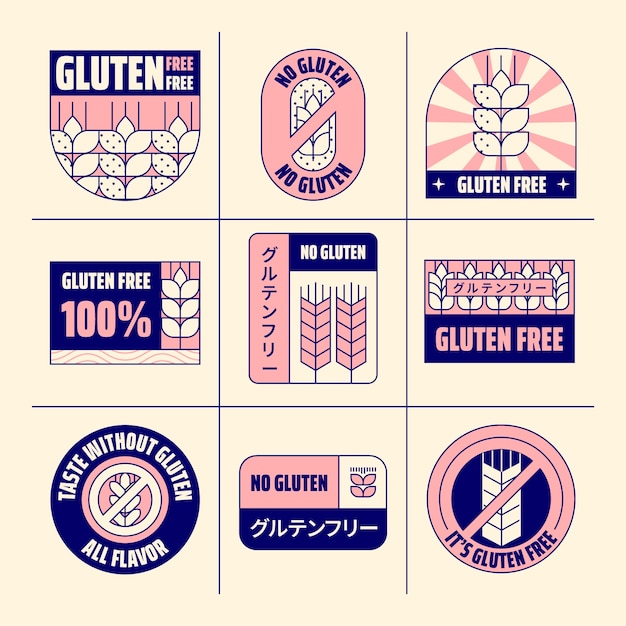 Free Vector hand drawn gluten free label set