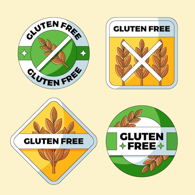 Free Vector hand drawn gluten free label set