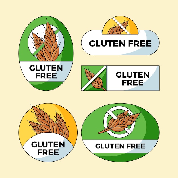 Hand drawn gluten free label set