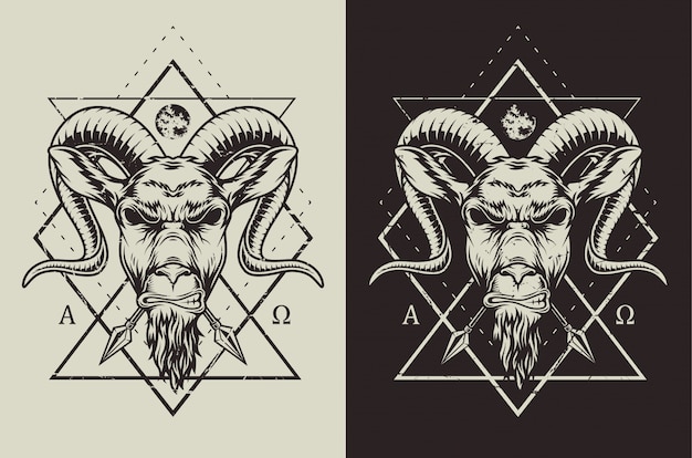 Free vector hand drawn goat badge