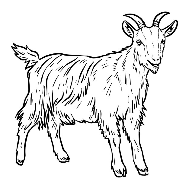 Hand drawn goat outline illustration