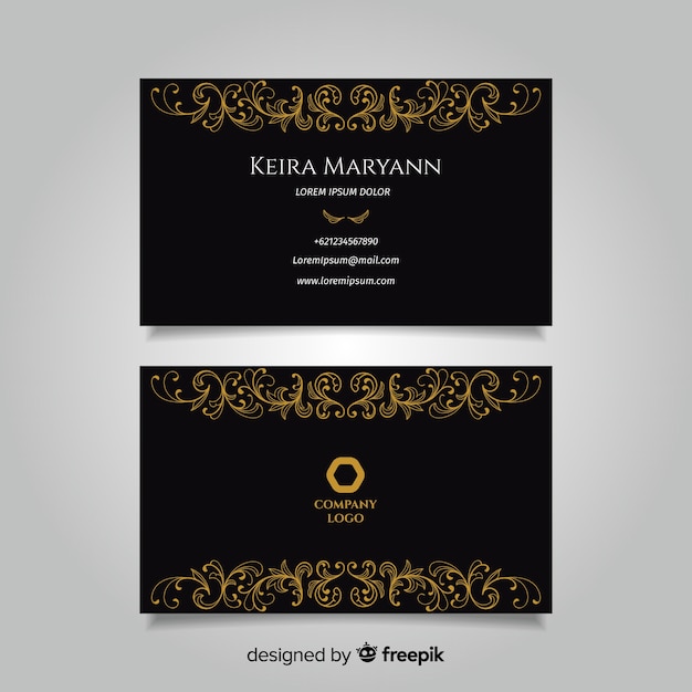 Hand drawn golden business card template