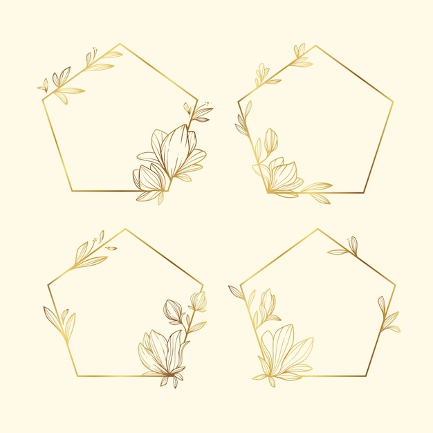 Free Vector hand drawn golden leaves frame