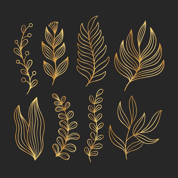 Free Vector hand drawn golden leaves illustration