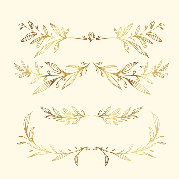 Free Vector hand drawn golden leaves ornament