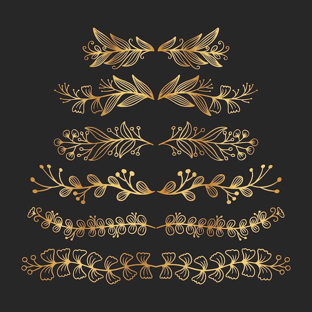 Free Vector hand drawn golden leaves outline illustration