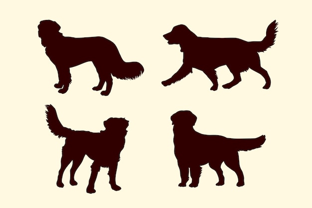 Hand drawn golden retriever silhouette