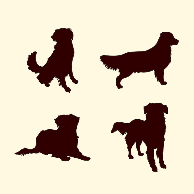 Hand drawn golden retriever silhouette