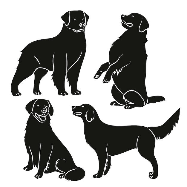 Free Vector hand drawn golden retriever silhouette