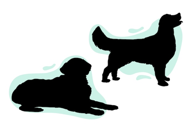 Hand drawn golden retriever silhouette