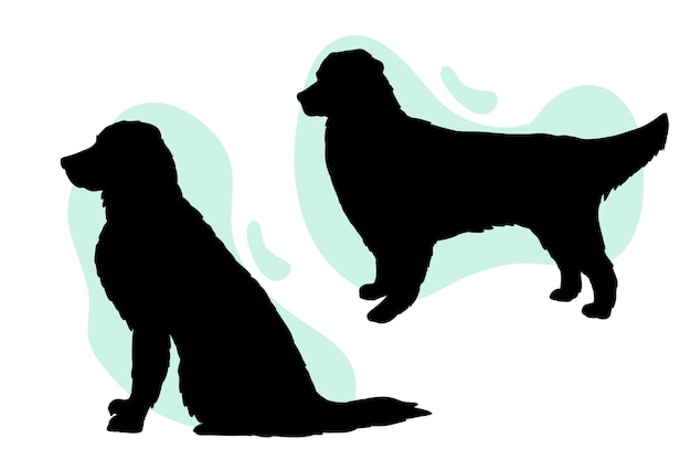 Free Vector hand drawn golden retriever silhouette