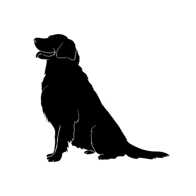 Hand drawn golden retriever silhouette